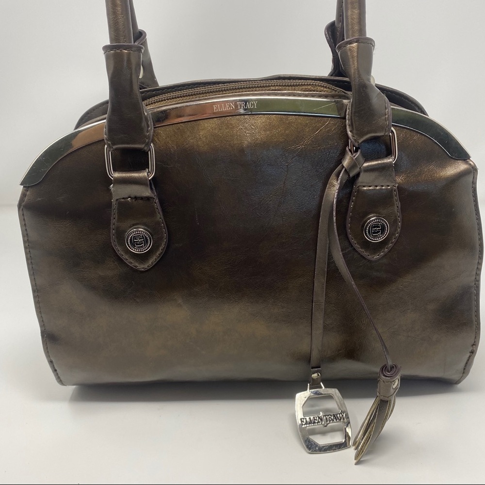 ELLEN TRACY 3 Compartment Bronze Tote Handbag